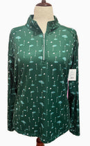 Lady Hagen Forest Green Golf Print Long Sleeve UV Top Size XL MSP$70-1