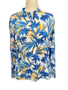 Tail Activewear White, Blue & Orange Palm Print Golf Pullover Size XL MSP$98
