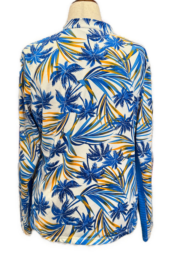 Tail Activewear White, Blue & Orange Palm Print Golf Pullover Size XL MSP$98