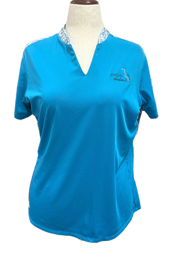 Adidas Women's Turquoise Zip Golf Polo w/ Logo Size XL