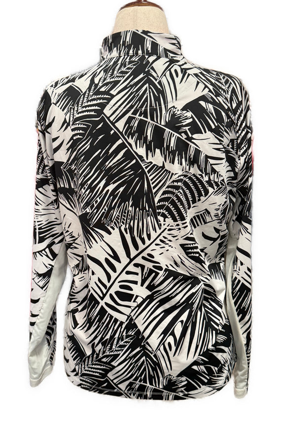 Tail White & Black Palm Print Long Sleeve Golf Sun Shirt Size XL MSP$100