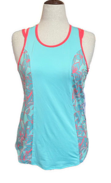 New Jofit Aqua & Teal Floral Tennis Tank MSP$70