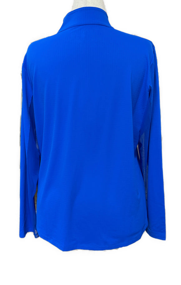 New Ibkul Solid Long Sleeve Mock Neck Sun Shirt w/ Logo MSP$94