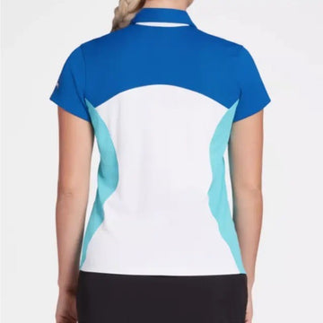 New Slazenger Women's Blue & White Color Block Golf Polo Size XL - 0