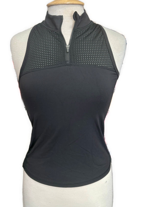 Athleta Black Mesh Cropped Zip Tank Size S