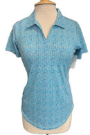 New Scales Women's Aqua Sea Glass Golf Polo Size S MSP$80-1