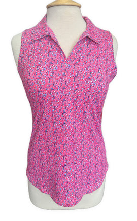 New Scales Gear Hot Pink Sea Glass Sleeveless Polo Size S MSP$80