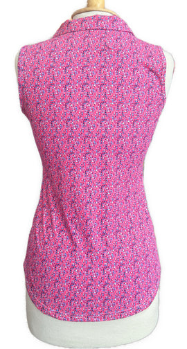 New Scales Gear Hot Pink Sea Glass Sleeveless Polo Size S MSP$80 - 0