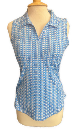 New Scales Blue Fishy Sleeveless Golf Polo Size S MSP$80