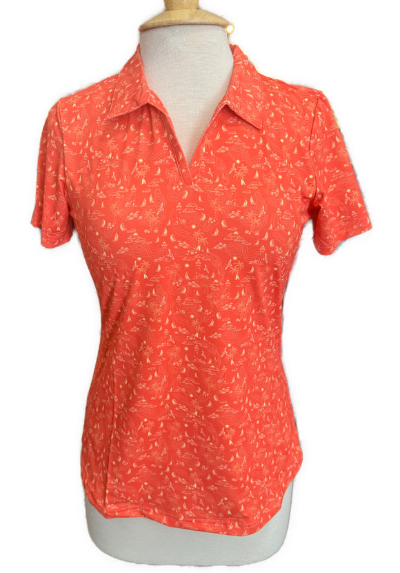 New Scales Gear Coral Lighthouse Point Golf Polo Size S MSP$80