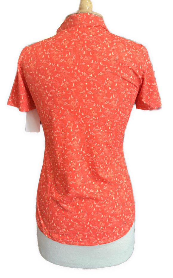 New Scales Gear Coral Lighthouse Point Golf Polo Size S MSP$80