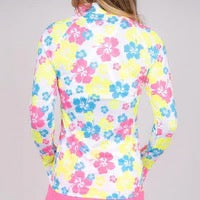 New Taylor Jordan Neon Hibiscus Long Sleeve Sun Shirt MSP$100