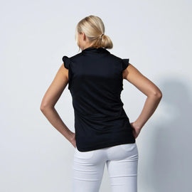 New Daily Sports Black Ruffled Sleeveless Golf Top MSP$94 - 0