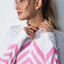 New Daily Sports Bari White Pink Stripe Long Sleeve Golf Top MSP$138-2