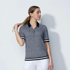 New Daily Sports Kyoto Black and White Half Sleeve Golf Polo Size XXL