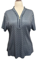 New Greg Norman Women's Geo Print Zip Golf Polo MSP$70-6
