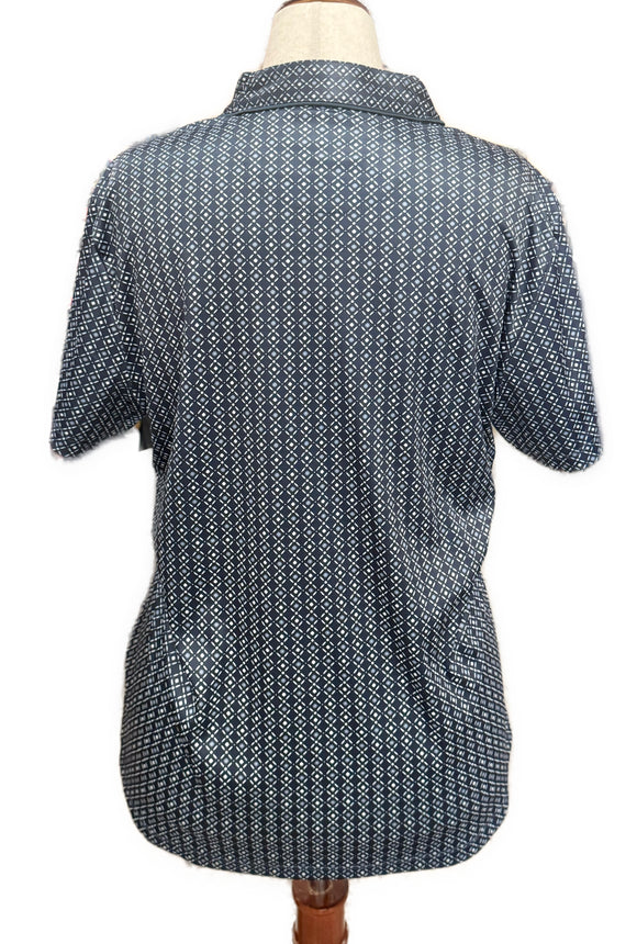New Greg Norman Women's Geo Print Zip Golf Polo MSP$70