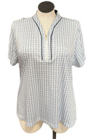 New Greg Norman Women's Geo Print Zip Golf Polo MSP$70-3