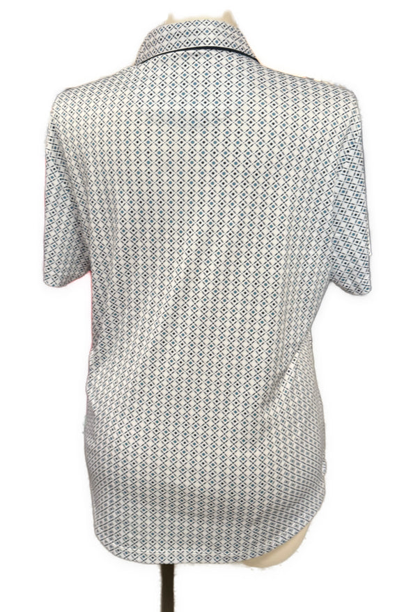 New Greg Norman Women's Geo Print Zip Golf Polo MSP$70