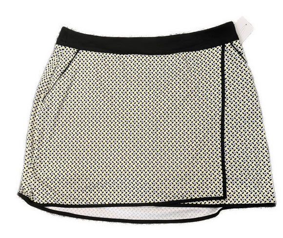 Greg Norman White, Black & Yellow Print Wrap Skort Size XL MSP$79