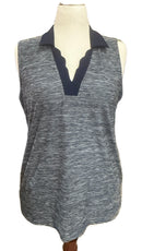 Izod Women's Navy Heather Sleeveless Golf Polo Size L-1