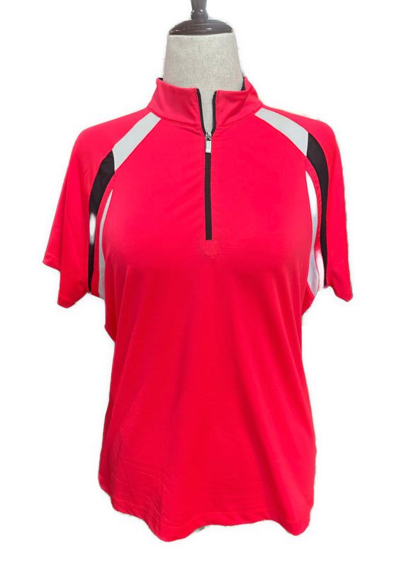 Tail White Label Bright Coral Zip Mock Golf Top Size XL