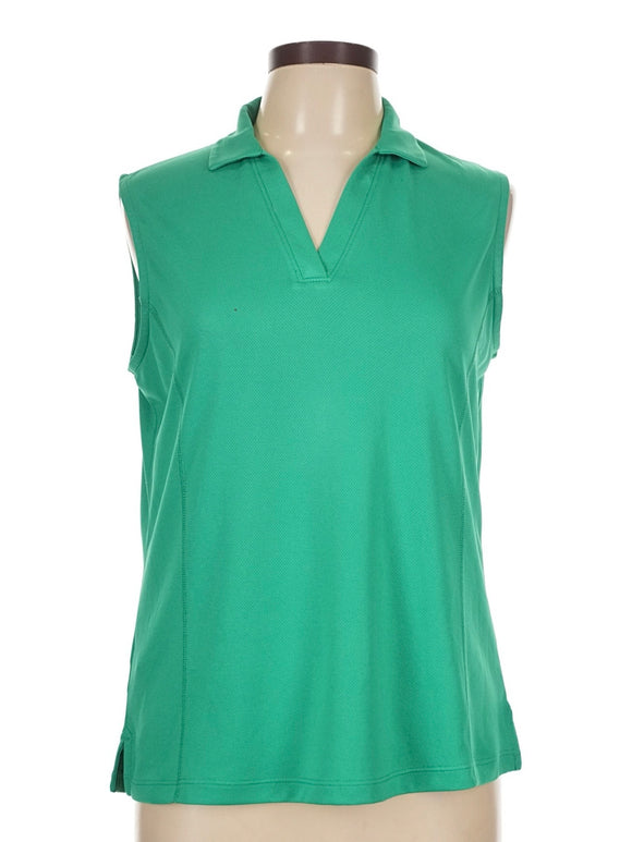 PGA Tour Kelly Green Sleeveless Golf Polo Size L