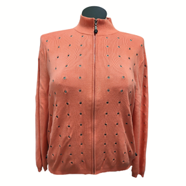 Jamie Sadock Peach Knit Full Zip Gromit Sweater Size XL