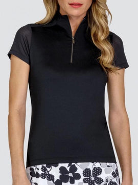 New Tail Activewear Black Nicah Short Sleeve Golf Top Size M MSP$91