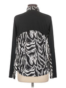 New San Soleil Women's Black & White Print Zip Mock Sun Shirt Size M MSP$96-2