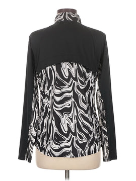 New San Soleil Women's Black & White Print Zip Mock Sun Shirt Size M MSP$96 - 0