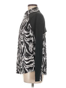 New San Soleil Women's Black & White Print Zip Mock Sun Shirt Size M MSP$96-3