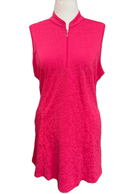 New Greg Norman Hot Pink Textured Sleeveless Golf Dress Size XL MSP$99