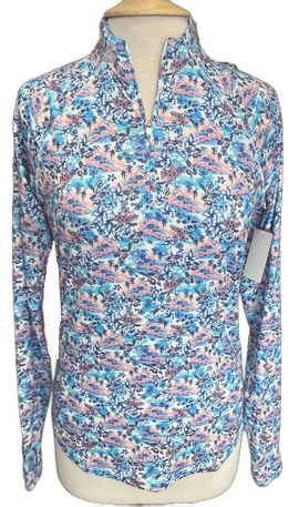 New Scales Women's LS White Vibrant Travels Pullover Size S MSP$85