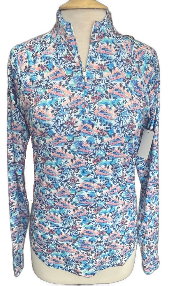 New Scales Women's LS White Vibrant Travels Pullover Size S MSP$85