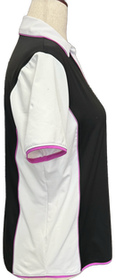 Lady Hagen Black & White Polo Size L w/ Magenta Accents-2