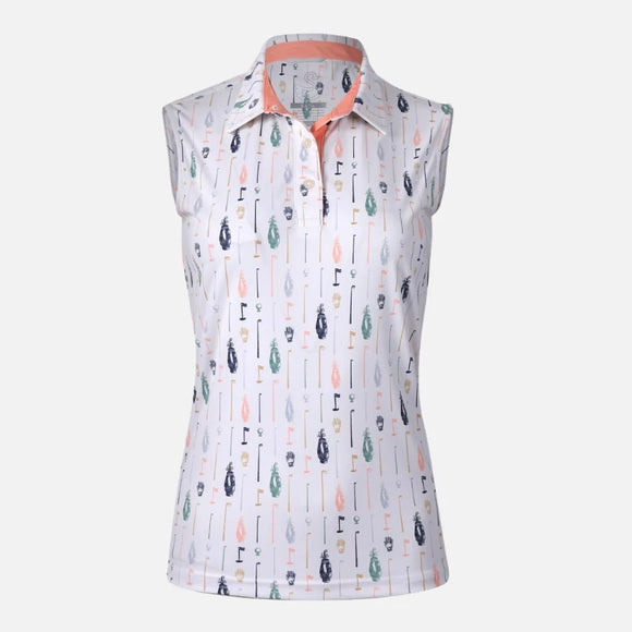 New Swannies Women's Hadley Sleeveless Golf Polo - Vintage White