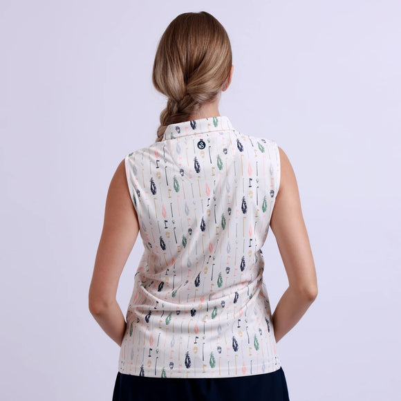 New Swannies Women's Hadley Sleeveless Golf Polo - Vintage White