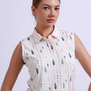 New Swannies Women's Hadley Sleeveless Golf Polo - Vintage White-4