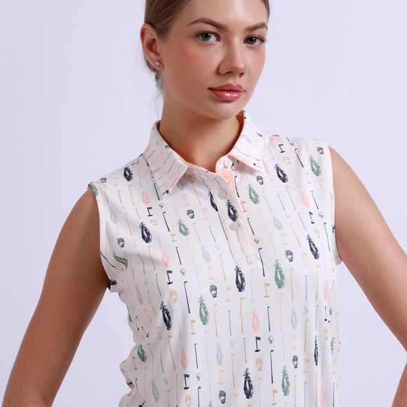 New Swannies Women's Hadley Sleeveless Golf Polo - Vintage White