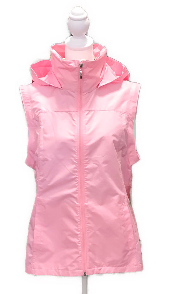 New Izod Performance Convertible Vest/Full Zip Pink Wind Breaker Size M MSP$84