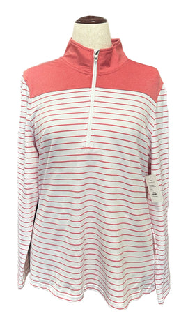 Footjoy Women's Striped Zip Mock Golf Pullover Size XL MSP$90