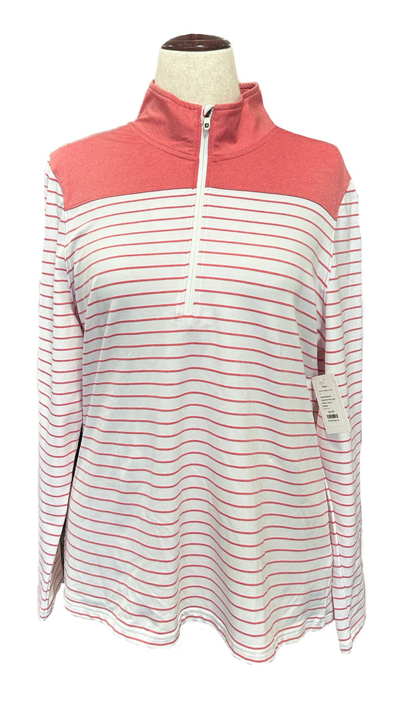 Footjoy Women's Striped Zip Mock Golf Pullover Size XL MSP$90