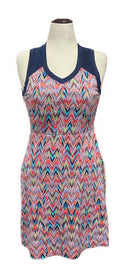 Title Nine Women's Navy & Coral Chevron Patterned Athletic Dress Size M-1