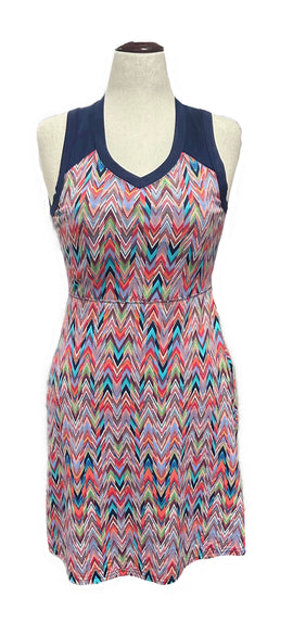 Title Nine Women's Navy & Coral Chevron Patterned Athletic Dress Size M