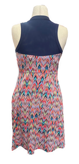 Title Nine Women's Navy & Coral Chevron Patterned Athletic Dress Size M - 0