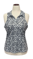 Gottex Black & White Ink Animal Print Sleeveless Top Size L-1