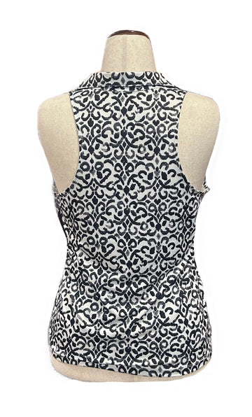 Gottex Black & White Ink Animal Print Sleeveless Top Size L - 0