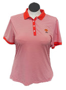 Footjoy Women's Light Red & White Striped Golf Polo w/ Logo Size XL-1