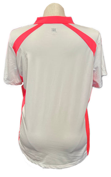 Tail White Label White Golf Top with Bright Coral Trim Size XXL - 0